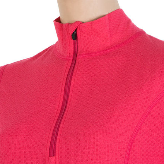 SENSOR MERINO DF dámské triko dl.rukáv zip magenta velikost