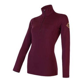 SENSOR MERINO EXTREME dámská mikina dl.rukáv zip port red velikost