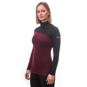 SENSOR MERINO EXTREME dámská mikina dl.rukáv zip port red/černá velikost