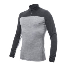 SENSOR MERINO BOLD pánské triko dl.rukáv zip cool gray/anthracite velikost