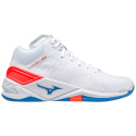 MIZUNO WAVE STEALTH NEO MID / WHITE / IGNITION RED / FRENCH BLUE /