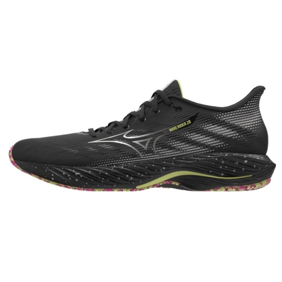 MIZUNO WAVE RIDER 28 / Black/Silver/Sunny Lime /