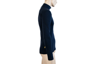 SENSOR MERINO DF pánské triko dl.rukáv zip deep blue velikost