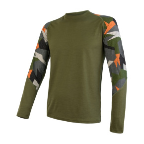 SENSOR MERINO IMPRESS pánské triko dl.rukáv safari/camo velikost