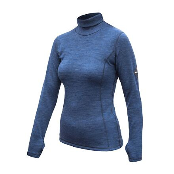 SENSOR MERINO BOLD dámské triko roll neck dl.rukáv cool blue velikost