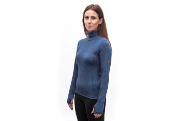 SENSOR MERINO BOLD dámské triko roll neck dl.rukáv cool blue velikost XXL