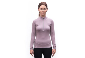 SENSOR MERINO DF dámské triko dl.rukáv zip mystic violet velikost XL