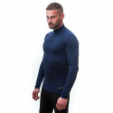 SENSOR MERINO DF pánské triko dl.rukáv zip deep blue velikost