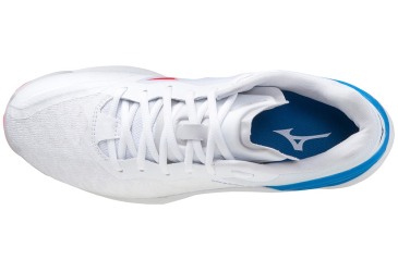 MIZUNO WAVE STEALTH NEO / WHITE / IGNITION RED / FRENCH BLUE /