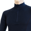 SENSOR MERINO DF pánské triko dl.rukáv zip deep blue velikost