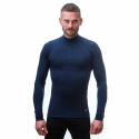 SENSOR MERINO DF pánské triko dl.rukáv zip deep blue velikost