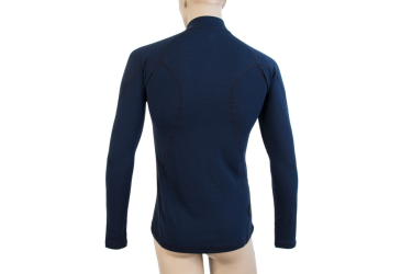 SENSOR MERINO DF pánské triko dl.rukáv zip deep blue velikost