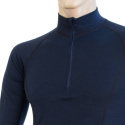 SENSOR MERINO DF pánské triko dl.rukáv zip deep blue velikost