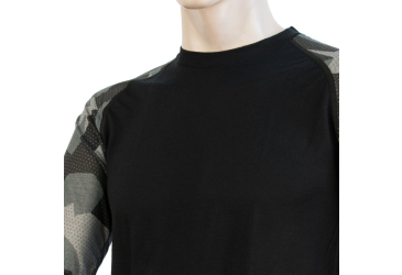 SENSOR MERINO IMPRESS pánské triko dl.rukáv černá/camo velikost