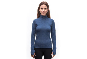 SENSOR MERINO BOLD dámské triko roll neck dl.rukáv cool blue velikost XXL