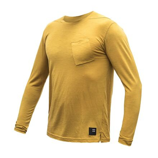 SENSOR MERINO AIR traveller pánské triko dl.rukáv mustard velikost