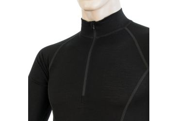 SENSOR MERINO ACTIVE pánské triko dl.rukáv stoják zip černá velikost