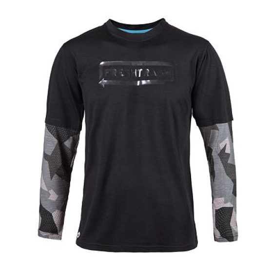 FT MEN'S ESCAPE MERINO LONG SLEEVE TEE BLACK/CAMO velikost XL