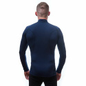 SENSOR MERINO DF pánské triko dl.rukáv zip deep blue velikost