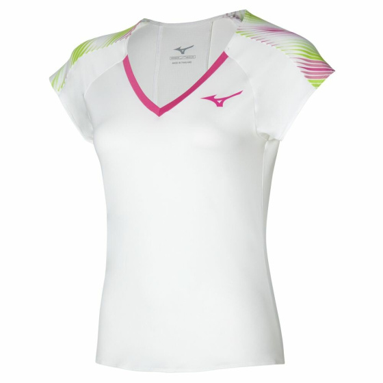 MIZUNO Printed Tee/White/Fuchsia