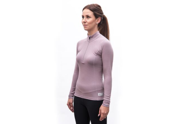 SENSOR MERINO DF dámské triko dl.rukáv zip mystic violet velikost XL